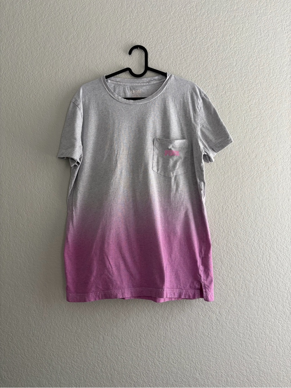 PINK Victoria's Secret Gray to Pink Ombre Pocket Tee